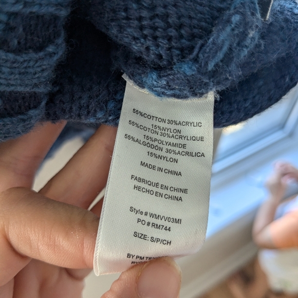 RVCA Blue Mate Check Turtleneck Cable Knit  Sweater Size S - Picture 6 of 6